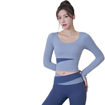 Női jóga készlet: hosszú ujjú felső és nadrág, gyorsan száradó, légáteresztő, Corduroy anyagú, len 71–80%