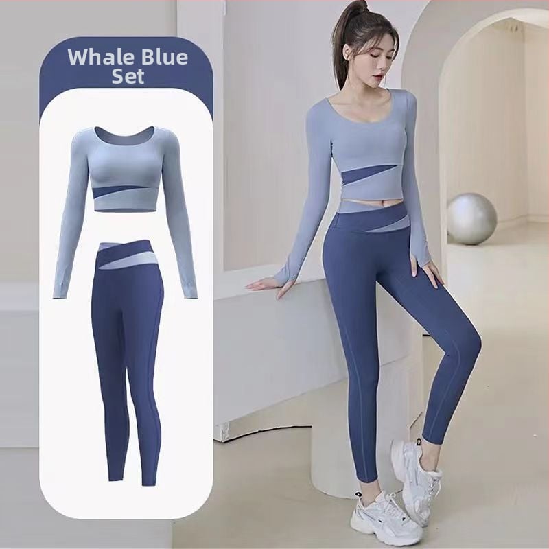 Női jóga készlet: hosszú ujjú felső és nadrág, gyorsan száradó, légáteresztő, Corduroy anyagú, len 71–80%