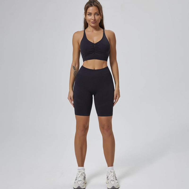 Faxuan Jógaszett: Magas derékmagasságú leggings a fenék formázásáért, ujjatlan top leválasztható melltartó betéttel, rövidnadrág, anyag Nylon-Spandex 80/20