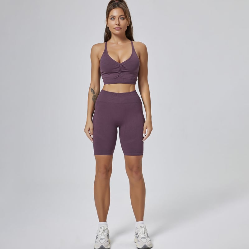 Faxuan Jógaszett: Magas derékmagasságú leggings a fenék formázásáért, ujjatlan top leválasztható melltartó betéttel, rövidnadrág, anyag Nylon-Spandex 80/20