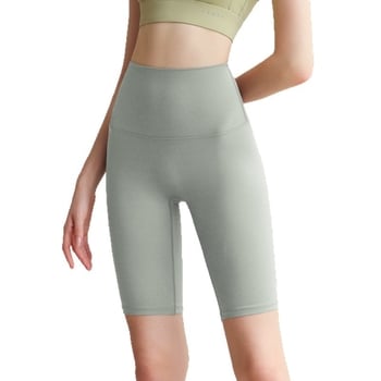 Női magas derekú jóga nadrág meztelen érzetű anyaggal, ötpont hosszúságú, nylon-spandex 80/20, nedvszívó és gyorsan száradó, haskontroll, nagy rugalmasság