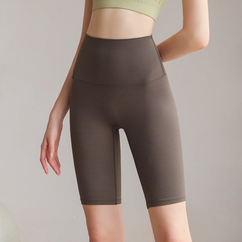 Női magas derekú jóga nadrág meztelen érzetű anyaggal, ötpont hosszúságú, nylon-spandex 80/20, nedvszívó és gyorsan száradó, haskontroll, nagy rugalmasság