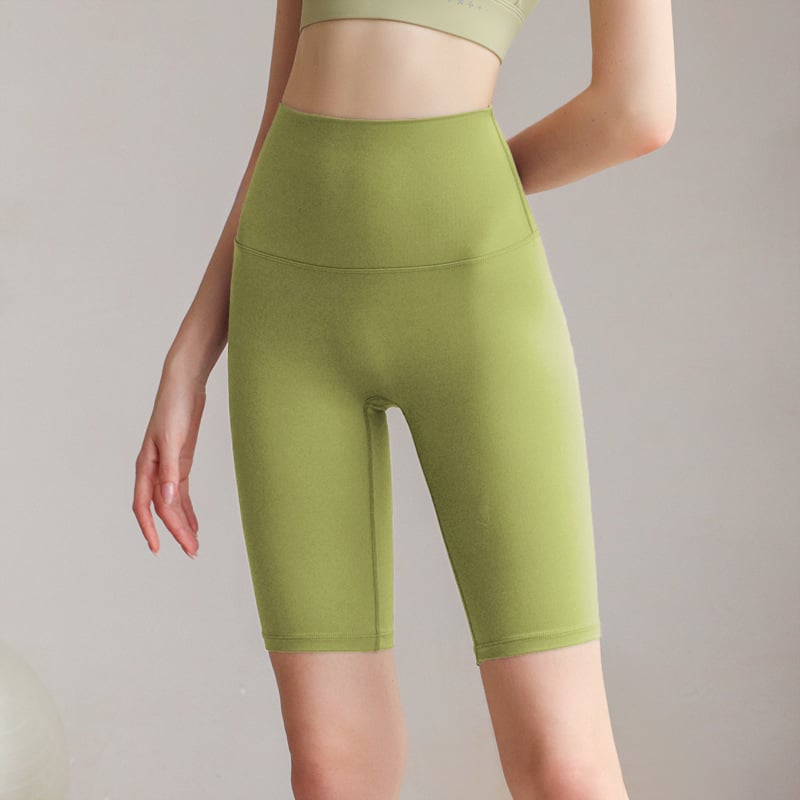 Női magas derekú jóga nadrág meztelen érzetű anyaggal, ötpont hosszúságú, nylon-spandex 80/20, nedvszívó és gyorsan száradó, haskontroll, nagy rugalmasság