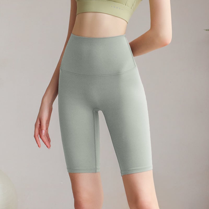 Női magas derekú jóga nadrág meztelen érzetű anyaggal, ötpont hosszúságú, nylon-spandex 80/20, nedvszívó és gyorsan száradó, haskontroll, nagy rugalmasság