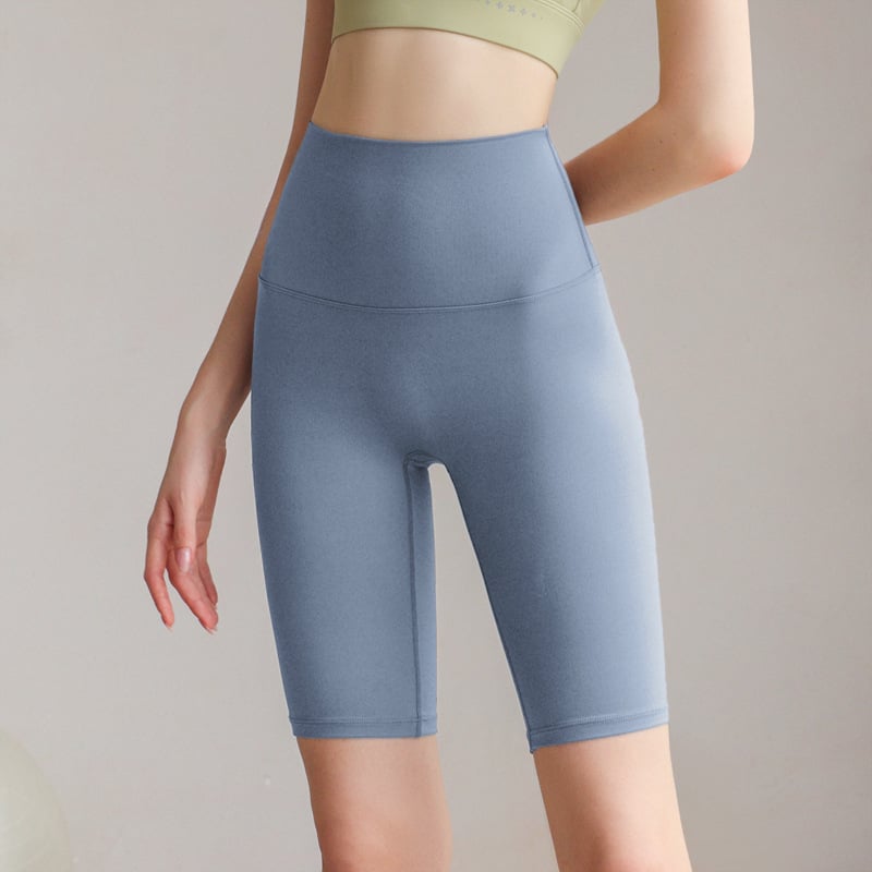 Női magas derekú jóga nadrág meztelen érzetű anyaggal, ötpont hosszúságú, nylon-spandex 80/20, nedvszívó és gyorsan száradó, haskontroll, nagy rugalmasság