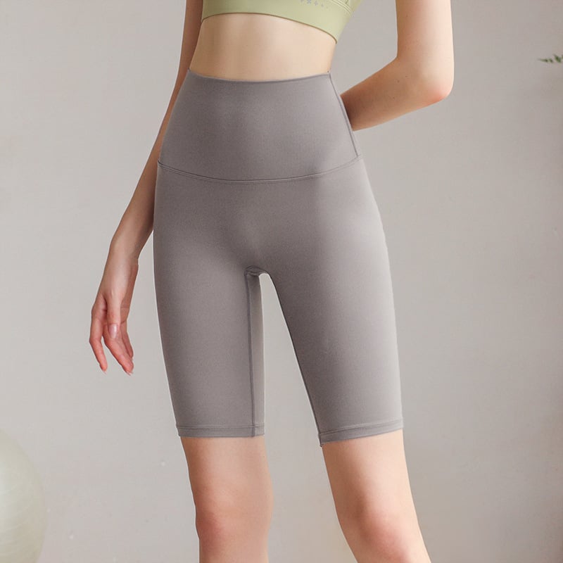 Női magas derekú jóga nadrág meztelen érzetű anyaggal, ötpont hosszúságú, nylon-spandex 80/20, nedvszívó és gyorsan száradó, haskontroll, nagy rugalmasság