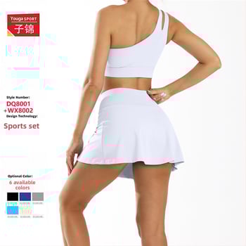 Két részes jóga szett, egy vállú melltartó, ujjatlan, gyorsan száradó anyag Nylon-Spandex 75/25, párnázott melltartó, rövidnadrág, futásra és edzésre