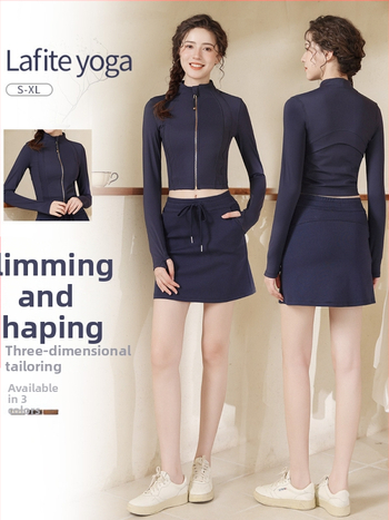 Női karcsú sportdzseki jóga- és edzéshez | hosszú ujjú, derékig érő szabás, kardigán stílus, 75% nylon + 25% spandex, nedvességelvezető, 2025 tél