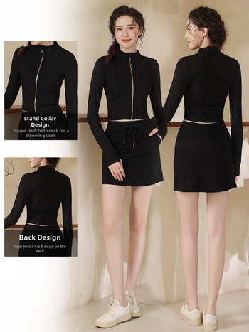 Női karcsú sportdzseki jóga- és edzéshez | hosszú ujjú, derékig érő szabás, kardigán stílus, 75% nylon + 25% spandex, nedvességelvezető, 2025 tél