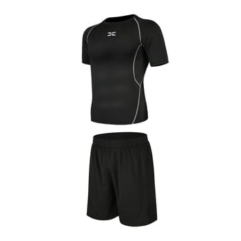 Meeste fitnessi- ja joogakomplekt — polüesterkangas Milk Silk voodriga; 94,5% polüester; sobib suveks, kevadeks ja sügises; sobib jooksu, jalgrattasõidu ja jõusaali treeninguteks.