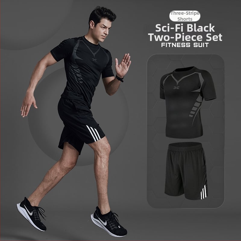 Meeste fitnessi- ja joogakomplekt — polüesterkangas Milk Silk voodriga; 94,5% polüester; sobib suveks, kevadeks ja sügises; sobib jooksu, jalgrattasõidu ja jõusaali treeninguteks.