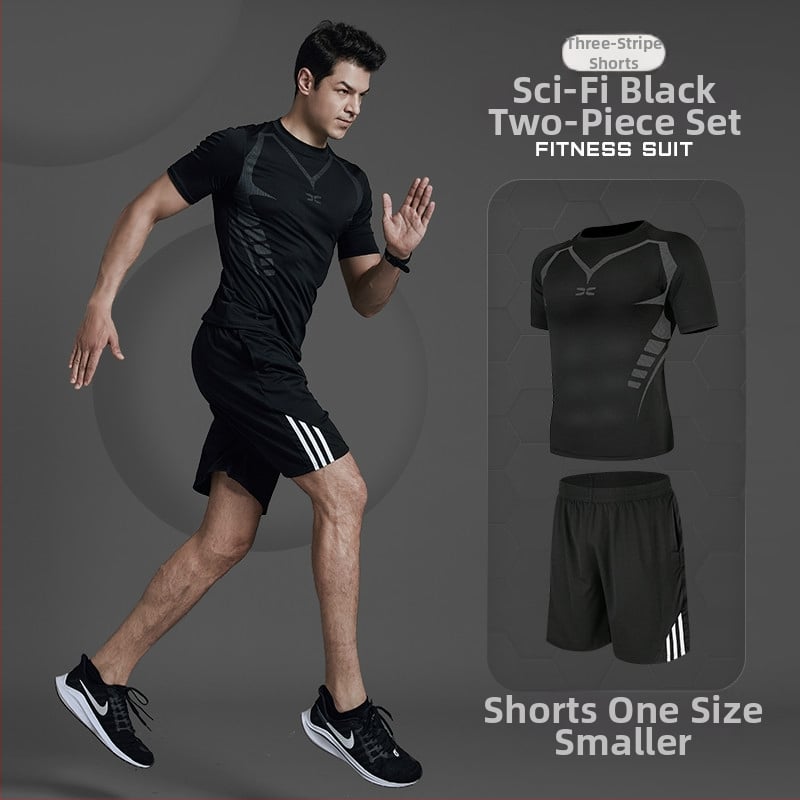 Meeste fitnessi- ja joogakomplekt — polüesterkangas Milk Silk voodriga; 94,5% polüester; sobib suveks, kevadeks ja sügises; sobib jooksu, jalgrattasõidu ja jõusaali treeninguteks.