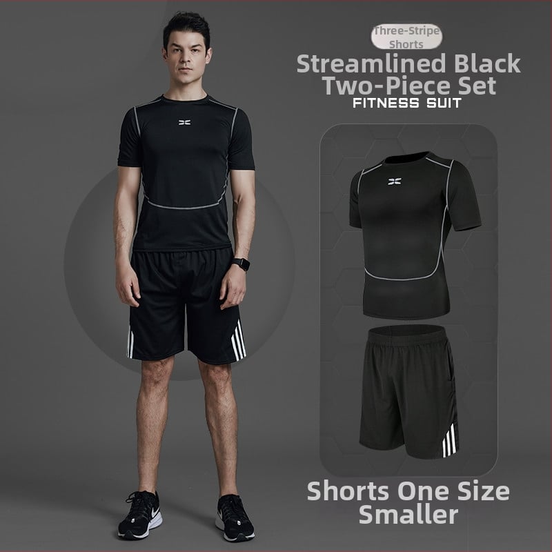 Meeste fitnessi- ja joogakomplekt — polüesterkangas Milk Silk voodriga; 94,5% polüester; sobib suveks, kevadeks ja sügises; sobib jooksu, jalgrattasõidu ja jõusaali treeninguteks.