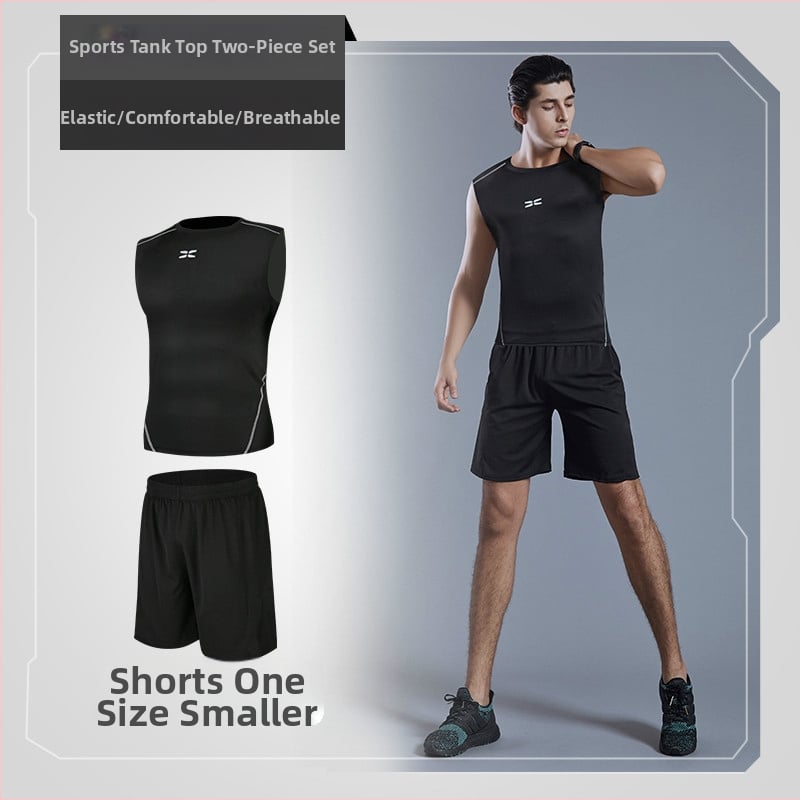 Meeste fitnessi- ja joogakomplekt — polüesterkangas Milk Silk voodriga; 94,5% polüester; sobib suveks, kevadeks ja sügises; sobib jooksu, jalgrattasõidu ja jõusaali treeninguteks.