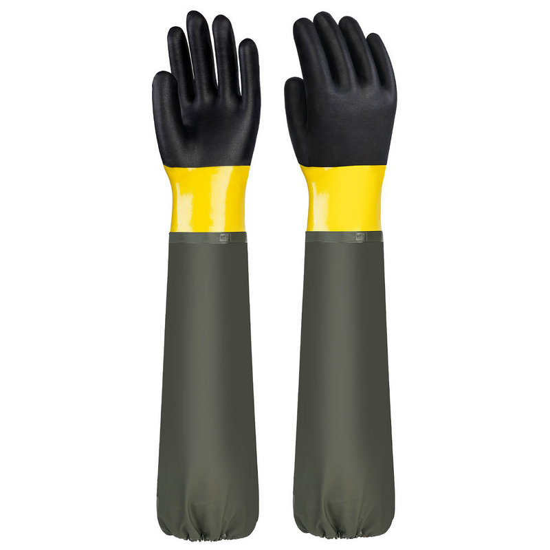 Kesztyűk tenger gyümölcseinek fogásához, tisztításához és horgászatához; mosogatókesztyűk, autómosó kesztyűk (70 cm hosszúak, extra hosszúak, vízállóak és olajállóak); munkakesztyűk és ujjak