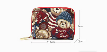 Mažas meškiukas – emocinis kortelių dėklas, naujas stilius, keli kortelių lizdai, itin plonas, didelės talpos, mielas, aukštos klasės, kompaktiškas kortelių dėklas moterims, madingas