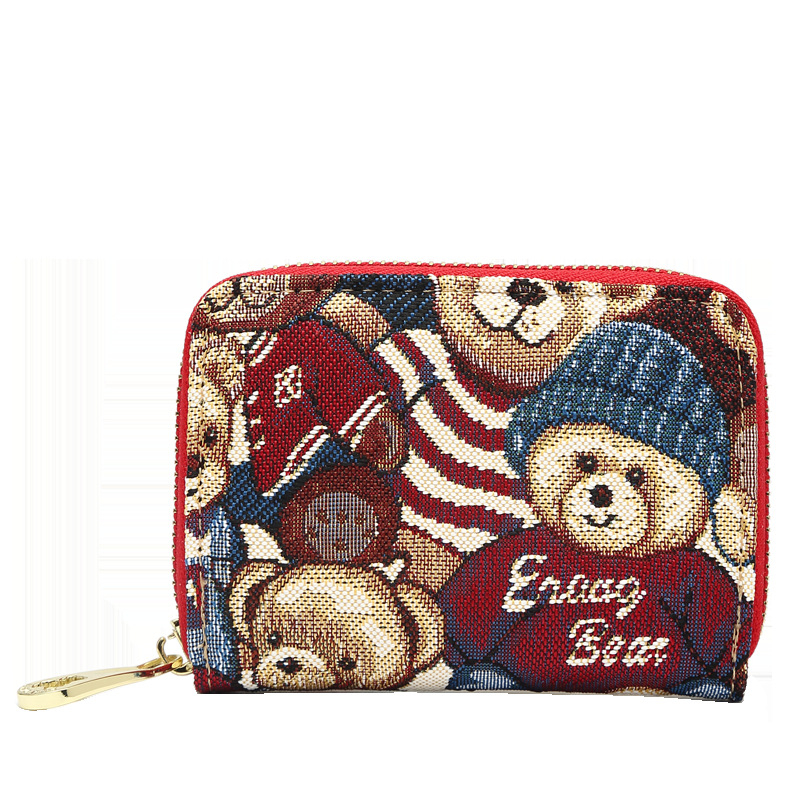 Mažas meškiukas – emocinis kortelių dėklas, naujas stilius, keli kortelių lizdai, itin plonas, didelės talpos, mielas, aukštos klasės, kompaktiškas kortelių dėklas moterims, madingas