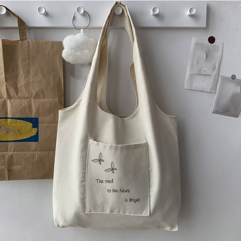 E-komercijas auduma plecu soma ar unikālu stilu, preppy izskatu, mierīgu un vienkāršu dizainu.