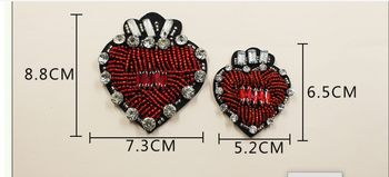 Μπάλωμα με χάντρες σε σχήμα καρδιάς, μπάλωμα με χάντρες σε σχήμα καρδιάς, κεντημένη διακόσμηση σε σχήμα καρδιάς, αξεσουάρ, κεντημένες χάντρες, ραμμένες στο χέρι.