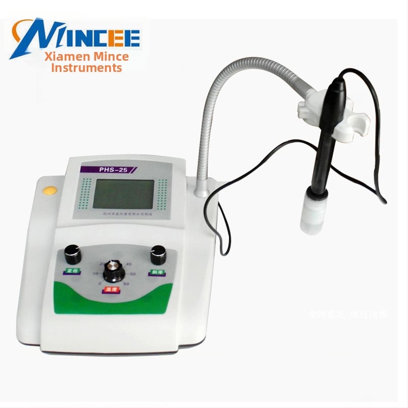 MINCEE PHS-3C портативен pH метр с голям LCD дисплей, диапазон 0.00–14.00 pH, точност ±0.01 pH, температурна компенсация 0–60 °C