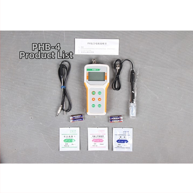 PHB-4 prenosný pH meter s digitálnym displejom, sklenená elektróda, rozsah merania 0–14.00 pH, presnosť 0.01 pH, teplotná kompenzácia 0–60 °C