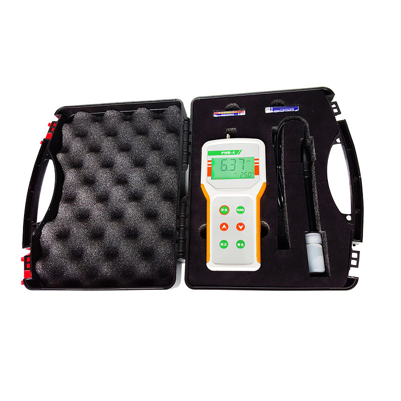 PHB-4 prenosni pH meter s digitalnim zaslonom, staklena elektroda, raspon mjerenja 0–14.00 pH, preciznost 0.01 pH, temperaturna kompenzacija 0–60 °C