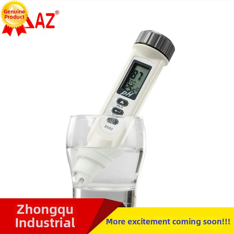 AZ8685 prijenosni pH meter s digitalnim zaslonom; All-in-One sonda; raspon mjerenja 0-14; točnost ±0,2; temperaturna kompenzacija 0-50°C.