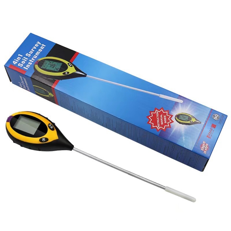 4-in-1 talajdetektor: pH, fény, hőmérséklet és páratartalom mérései – 0,1 pontosság; 9V elemhez kompatibil