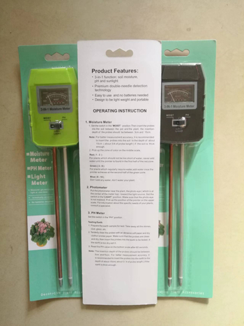 Három az egyben talajtester nagy kijelzős, pH higrométerrel, mérés talajnedvesség és megvilágítás, modell BQT0721