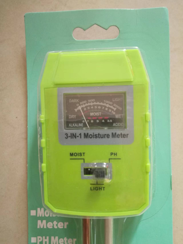 Három az egyben talajtester nagy kijelzős, pH higrométerrel, mérés talajnedvesség és megvilágítás, modell BQT0721