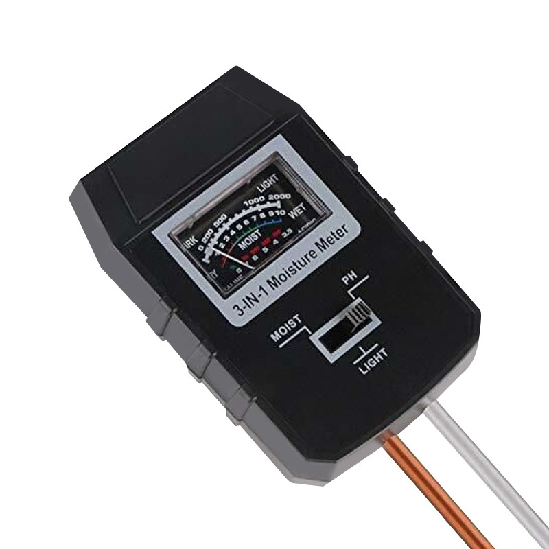 3-in-1 talajtester nagy kijelzős: pH, nedvesség és fényintenzitás mérő (mutatótípus, pontosság 0,1)