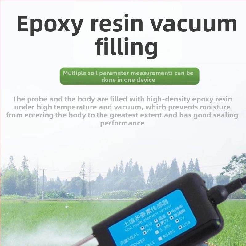 Pôdový senzor – viacparametrický merací systém: teplota, vlhkosť, pH, EC/konduktívnosť, NPK (model BSK-TR, značka Bingsheng Sensor, určený pre poľnohospodárske experimenty)