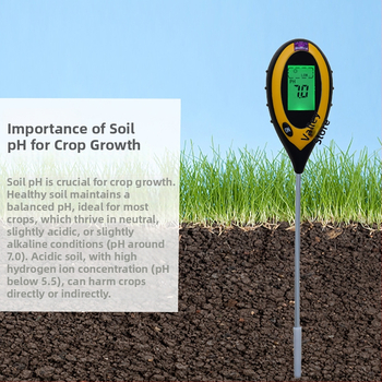 Τεστ εδάφους τεσσάρων λειτουργιών: μέτρηση pH, φωτισμού, θερμοκρασίας και υγρασίας