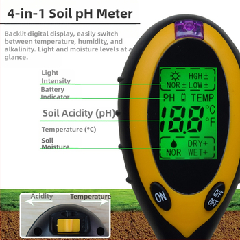 Τεστ εδάφους τεσσάρων λειτουργιών: μέτρηση pH, φωτισμού, θερμοκρασίας και υγρασίας