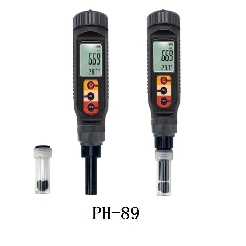Prijenosni pH metar s plosnim elektrodom (PH-89 serija; raspon 0–14 pH; točnost 0.1; temperaturna kompenzacija 0–50°C)