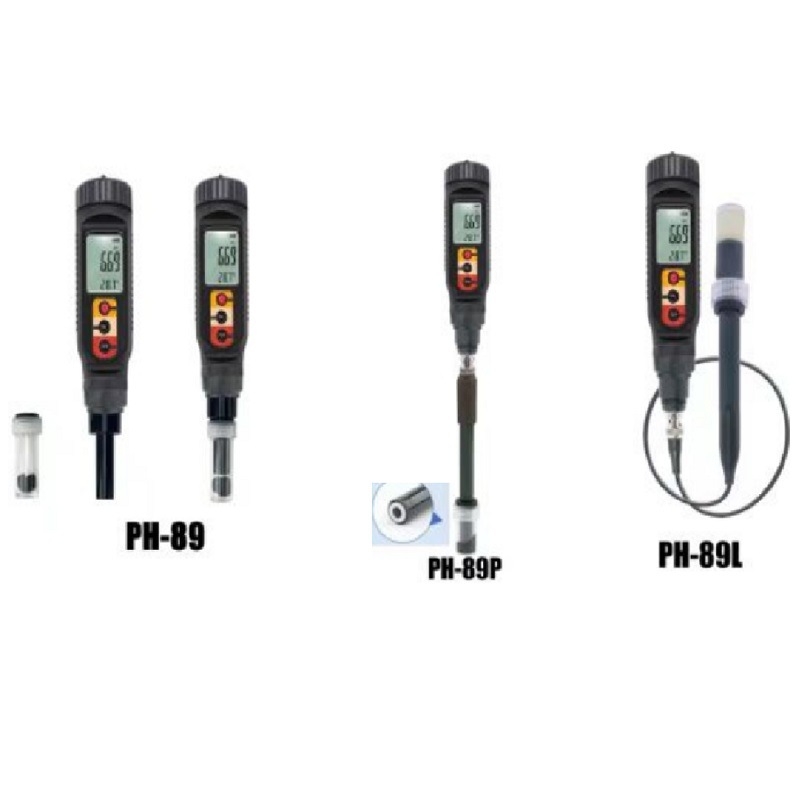 Prijenosni pH metar s plosnim elektrodom (PH-89 serija; raspon 0–14 pH; točnost 0.1; temperaturna kompenzacija 0–50°C)