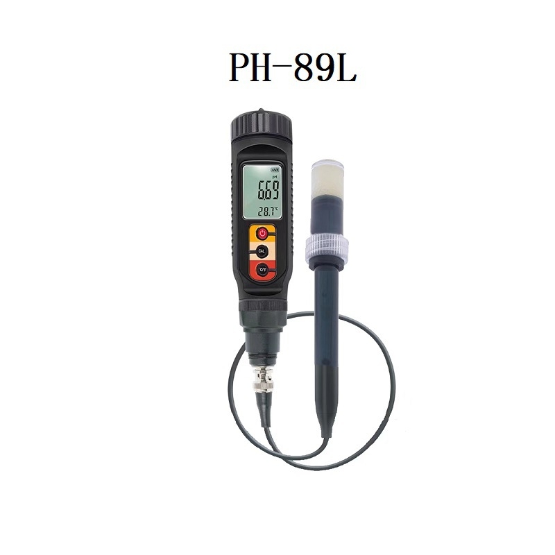 Prijenosni pH metar s plosnim elektrodom (PH-89 serija; raspon 0–14 pH; točnost 0.1; temperaturna kompenzacija 0–50°C)