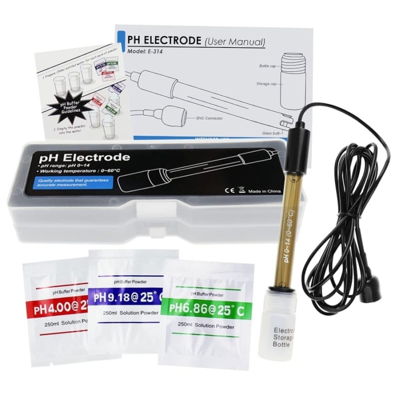 Ηλεκτρόδιο pH εργαστηρίου, περίβλημα χύτευσης, μοντέλο E-314, εύρος 0–14 pH, αδιάβροχο