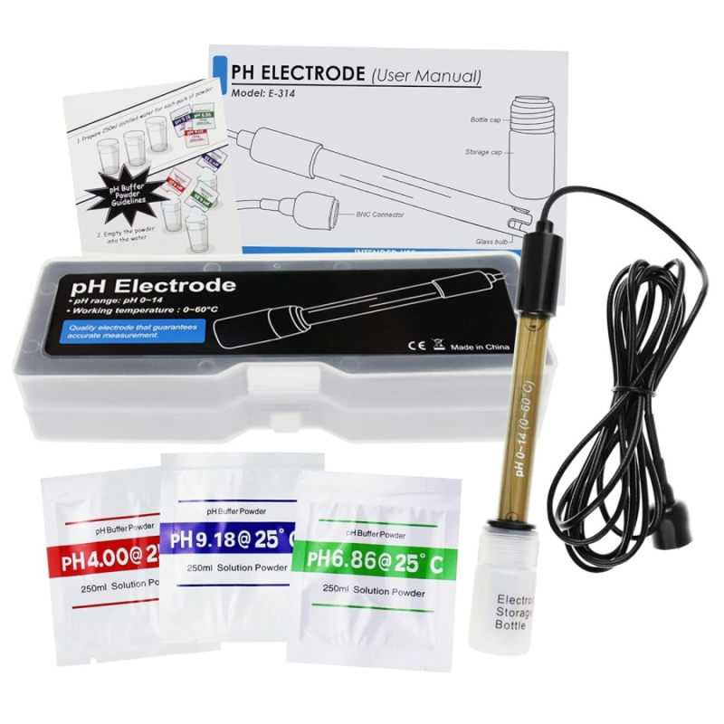 Ηλεκτρόδιο pH εργαστηρίου, περίβλημα χύτευσης, μοντέλο E-314, εύρος 0–14 pH, αδιάβροχο