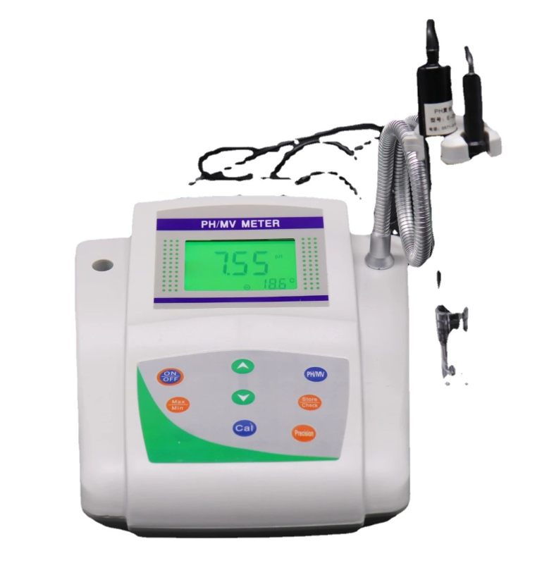 Laboratorijski pH mjerač Qiwei PHS-3E s digitalnim LCD zaslonom s pozadinskim osvjetljenjem i staklenom elektrodom (Opseg: -2 do 18.00 pH; Točnost: 0.01; Kompenzacija temperature: 0–65°C; Napajanje: 9V)