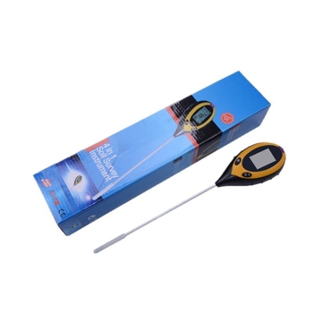 Μετρητής εδάφους τεσσάρων σε ένα για υγρασία, θερμοκρασία, pH και φωτεινότητα, ψηφιακή οθόνη, ακρίβεια 0.1