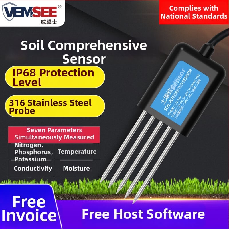 Senzor de sol personalizat pentru umiditate, pH, conductivitate electrică, temperatură și NPK