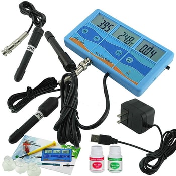 6-in-1 višenamjenski monitor kvalitete vode s digitalnim zaslonom i kombiniranom elektrodu: pH 0.00–14.00, pH ±0.1, temperatura ±1.0°C, EC/CF/TDS ±2% F.S., kompenzacija temperature 0–50°C