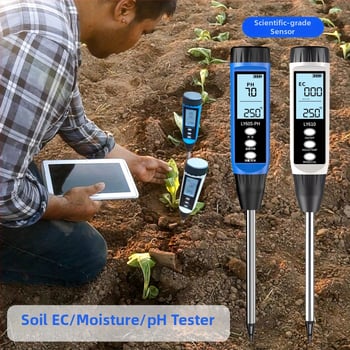 Pôdný testovací prístroj – vlhkosť, EC a pH detektor, presnosť 0.1, model 610–605, hmotnosť 1.2 kg, prispôsobiteľný