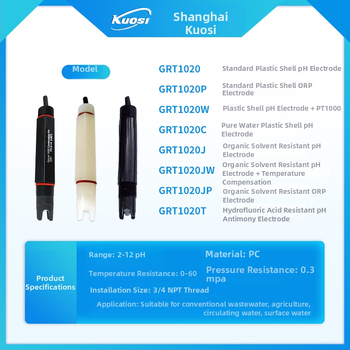 Портативен pH електрод за измерване с GRT1020, BNC или Y-образен конектор, диапазон 0-14 pH, точност 0.0001 pH, температурна компенсация 0-80°C