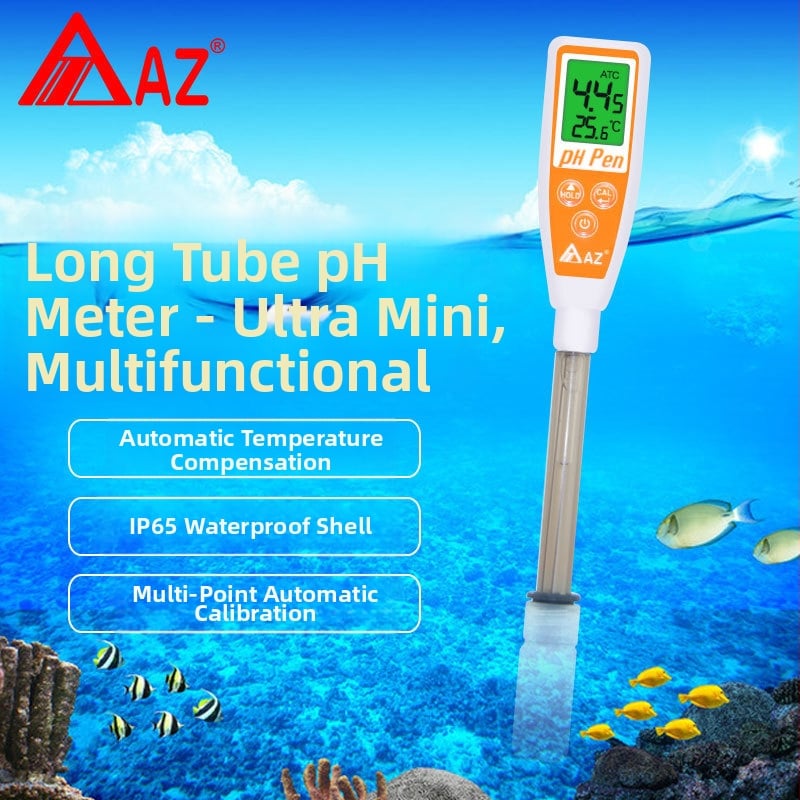 pH тестер AZ8692, ръчен писалков тип за водна среда, обхват 0.00–14.0 pH, точност ±0.1, работна температура 0–60°C