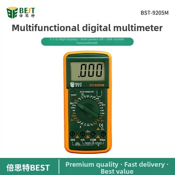 Digitálny multimetr BES/Beth pre študentov, s automatickým rozsahom merania; kapacitný rozsah 200 µF–2 nF; AC prúd 2 mA–20 A