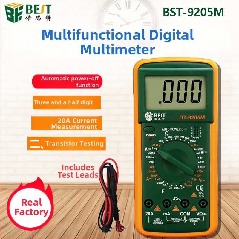 Digitálny multimetr BES/Beth pre študentov, s automatickým rozsahom merania; kapacitný rozsah 200 µF–2 nF; AC prúd 2 mA–20 A