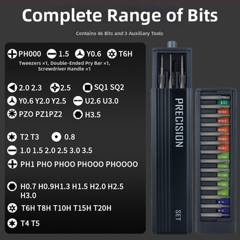 Maibu 49-в-1 прецизен комплект отвертки за мобилни телефони и лаптопи – премахване на прах, разглобяване и ремонт, S2 инструментална стомана