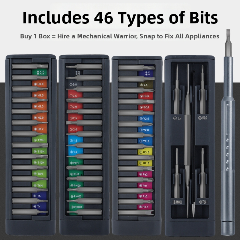 Maibu 49-v-1 presný skrutkovačový set pre mobilné telefóny a notebooky – odstraňovanie prachu, demontáž a oprava, S2 nástrojová oceľ